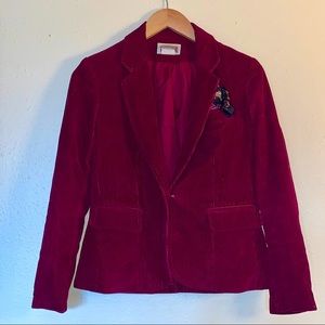 Vintage Maroon Velvet Cord Blazer